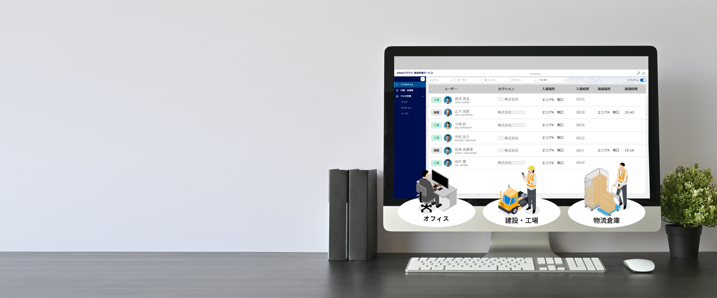 現場管理サービスのポータル画面イメージ