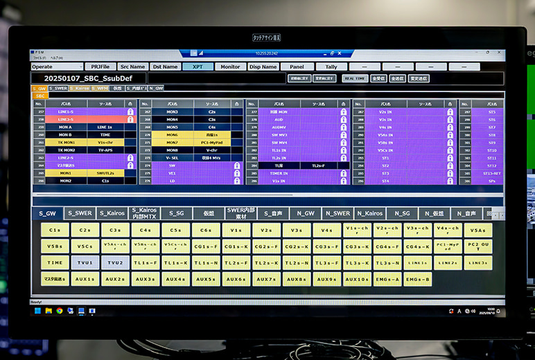 写真：PSM（Panasonic System Manager）のクロスポイント切り替え画面